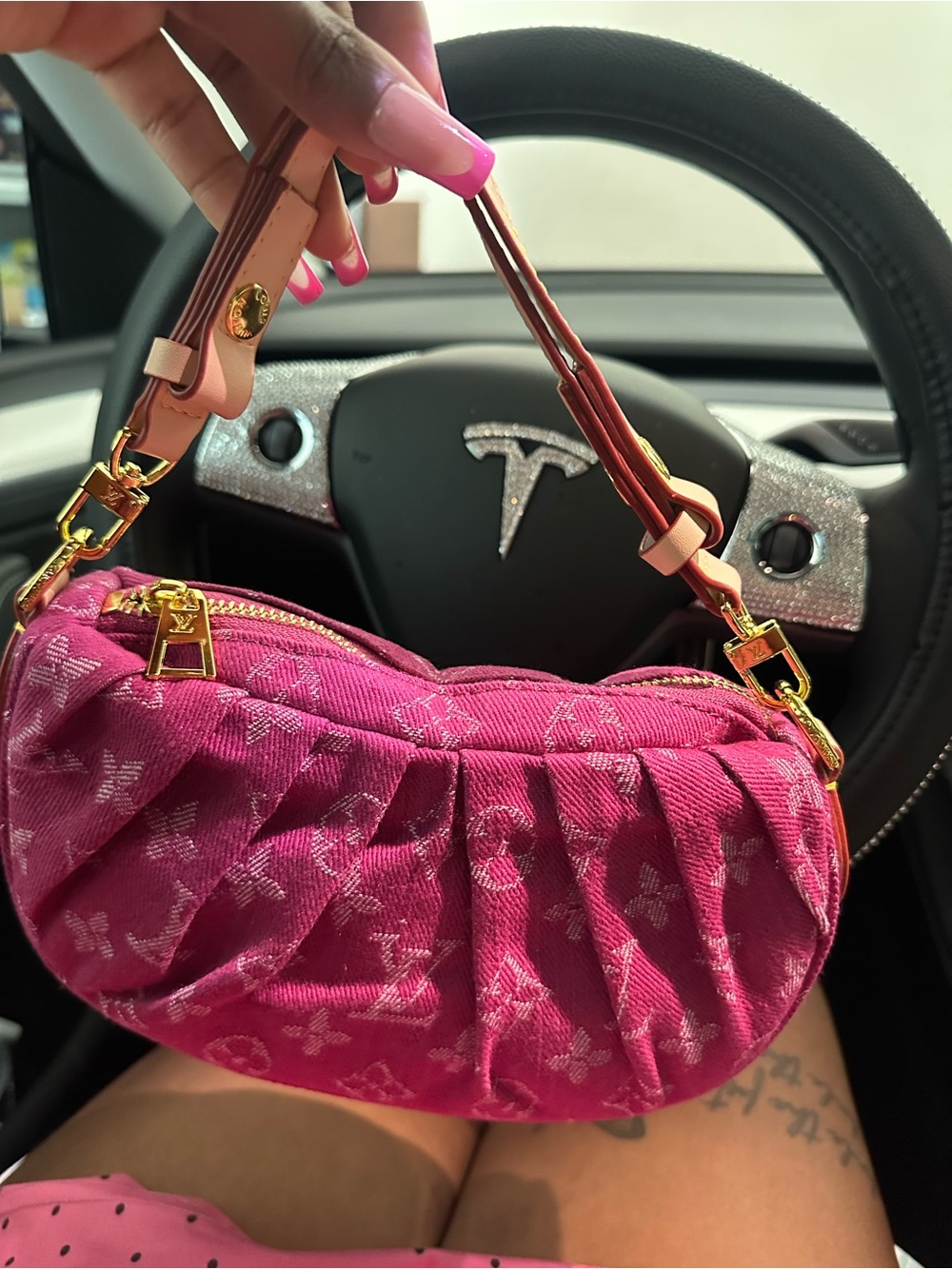 Louis Vuitton Magenta Monogram Canvas Cosmetic Pouch with Gold Hardware